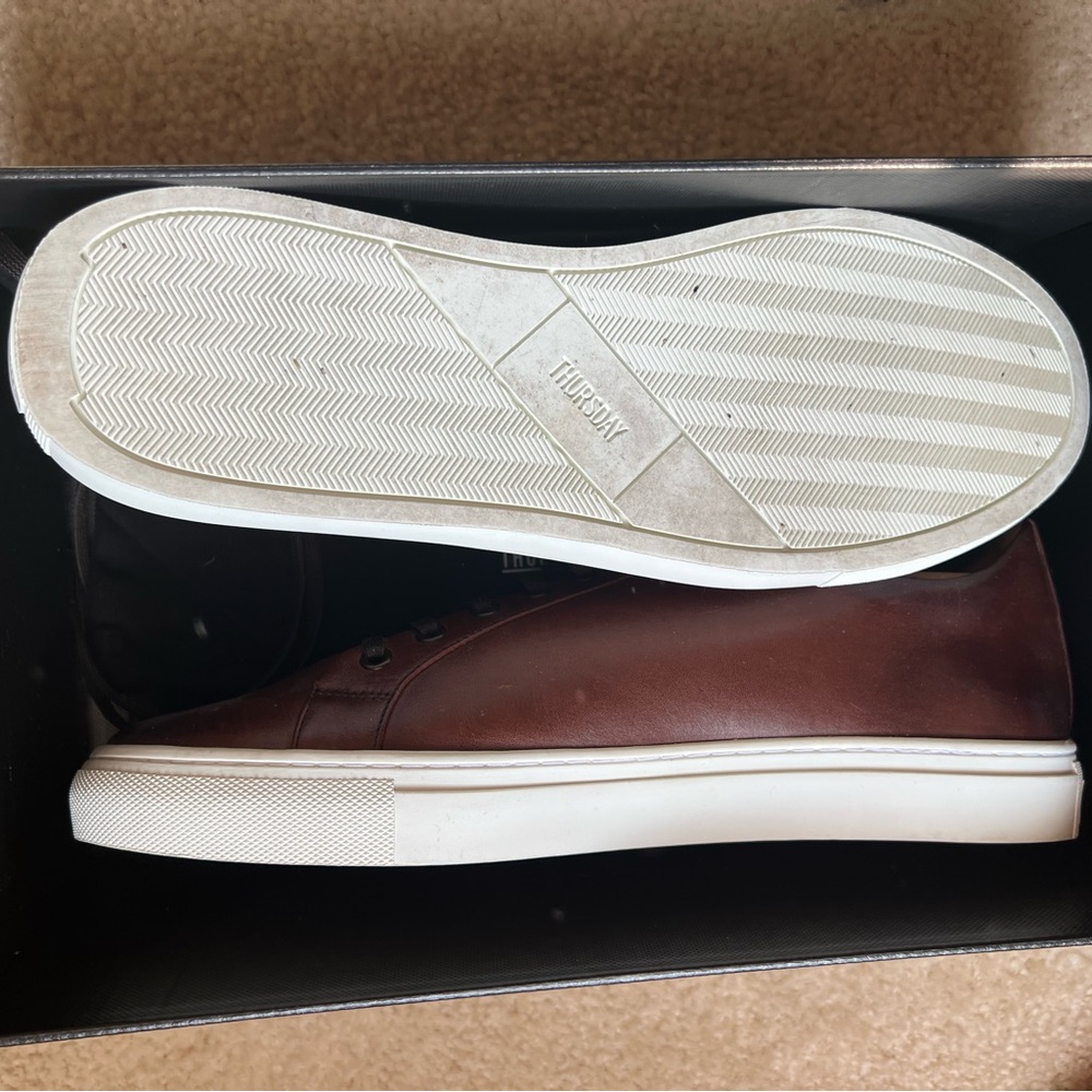 Thursday Boot Company Brown Leather Sneakers Sleek Design - Picture 3 of 4